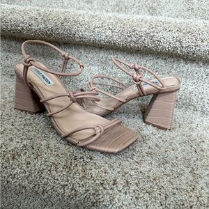 Steve Madden Women's Bridgette Tan Strappy Heels Sandal - 8.5